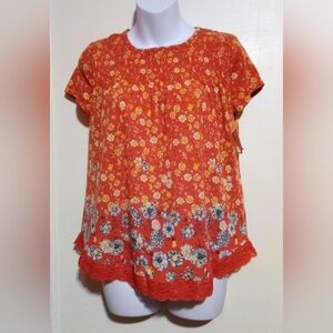 🛍️ BUNDLE ONLY🛍️Jolt Vibrant Orange Floral Top